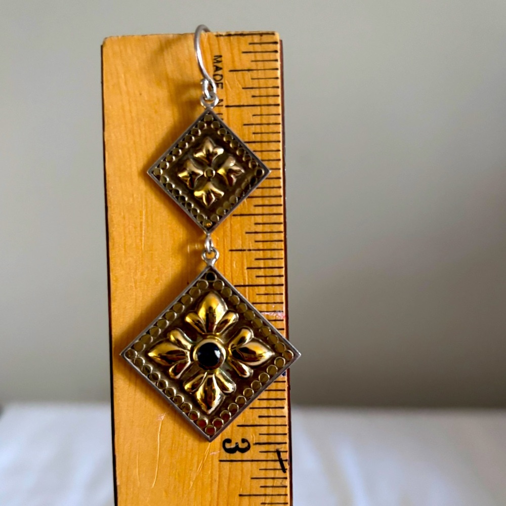 Anna Beck Fleur de Lis Blue Stone Earrings - Picture 5 of 5